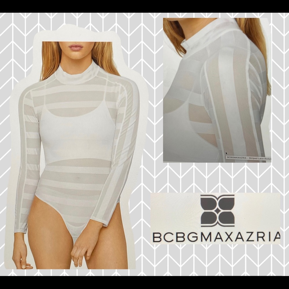 BCBGMAXAZRIA Stripped lace bodysuit